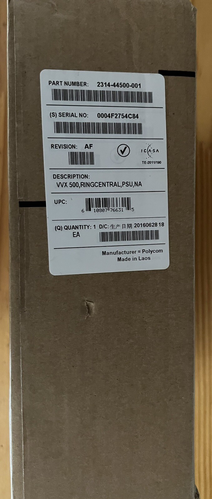 New POLYCOM VVX 500, RINGCENTRAL, PSU, NA, IP PHONE By Poly com #0004F2754C84
