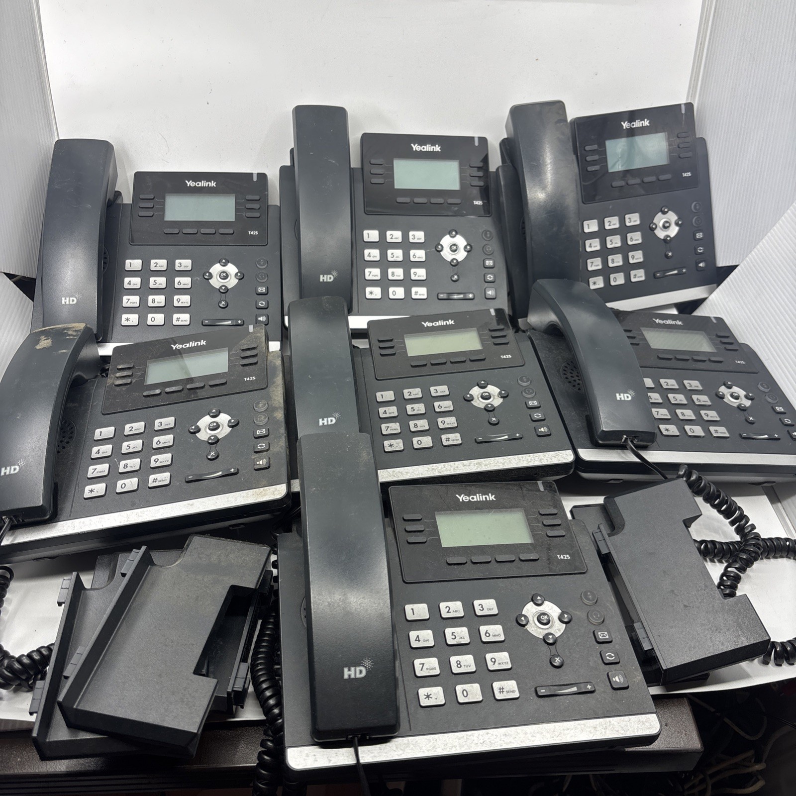 Lot 7 Yealink SIP-T42S 12 Line IP Phone As Is Untested No Power Cord See Photos