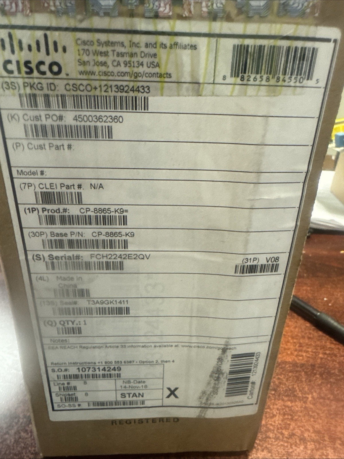Cisco CP‑8865‑K9 IP Phone 8865 Gigabit VoIP Video Display PoE – Business Desk