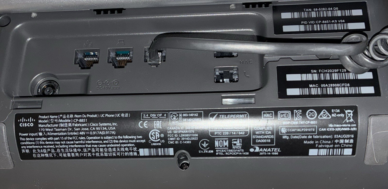 Cisco 8851 Office Phone CP-8851-K9 V04
