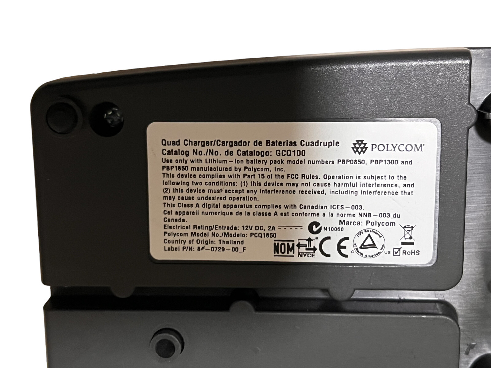 Spectralink Polycom GCQ100 Quad Charger w/PS – LTB100 BPL300 6020 Avaya Nortel
