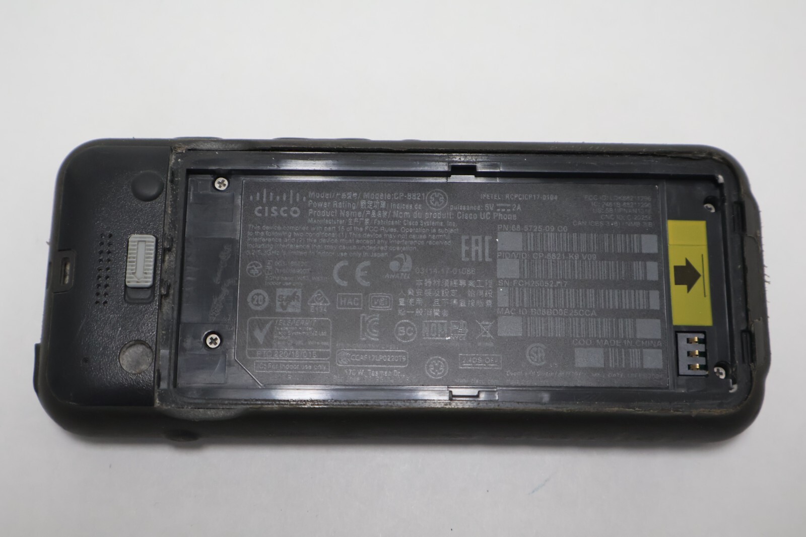 Cisco Unified CP-8821-K9 Wireless IP Phone CP-DSKCH-8821 Station & Power Adapter