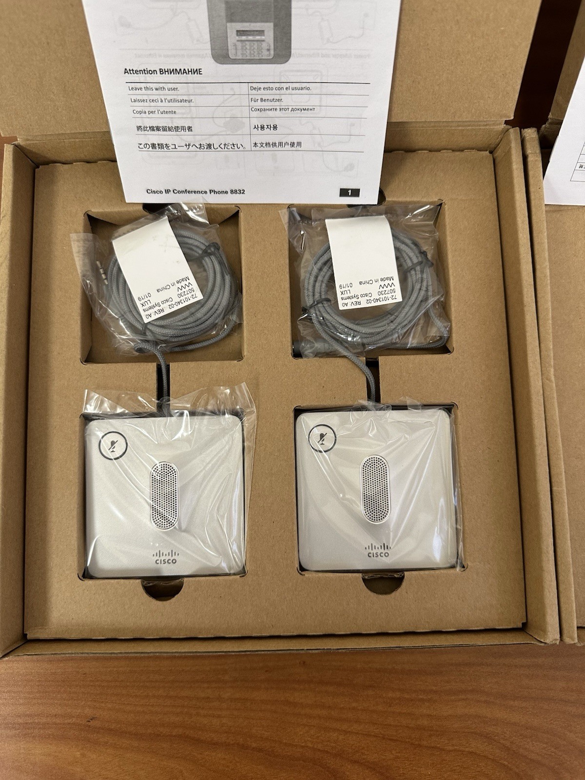 Lot of 2 New Open-Box Cisco CP-8832-MIC-WIRED Cisco 8832 Microphone Kit