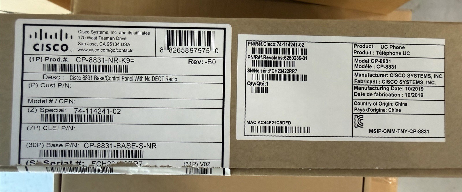 Cisco CP-8831-NR-K9 Unified IP Conference Phone Base and Control Unit