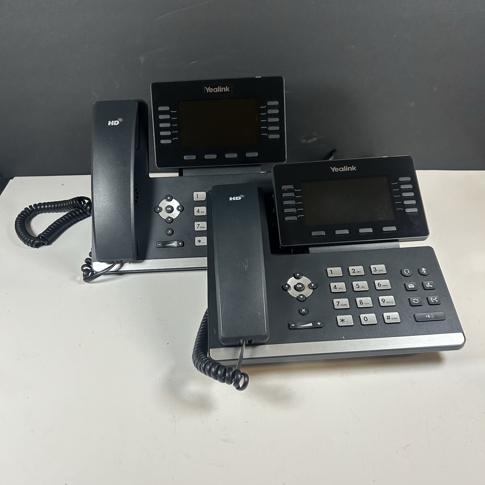 2x Yealink SIP-T54S 16 Line VoIP IP Media Phones Color LCD BT USB |Cables *Stand