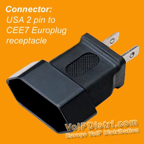 USA 2 pin to flat EURO socket CEE7 Europlug receptacle for VoIP power supply