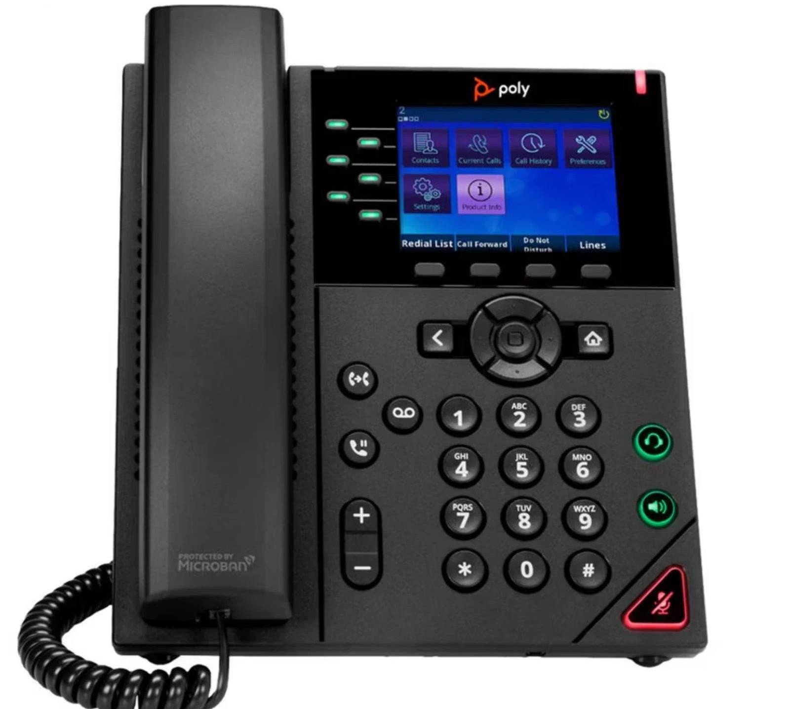POLYCOM VVX 350 DESKTOP PHONE – Wall Mountable – Corded – Six Lines – Black