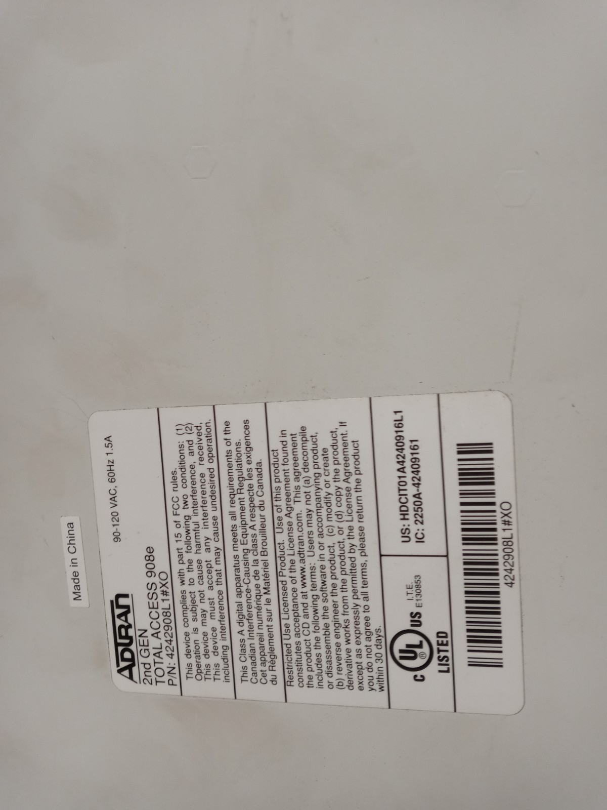 Adtran Total Access TA 908E 2nd Gen FXO 4242908L1#XO VOIP Gateway