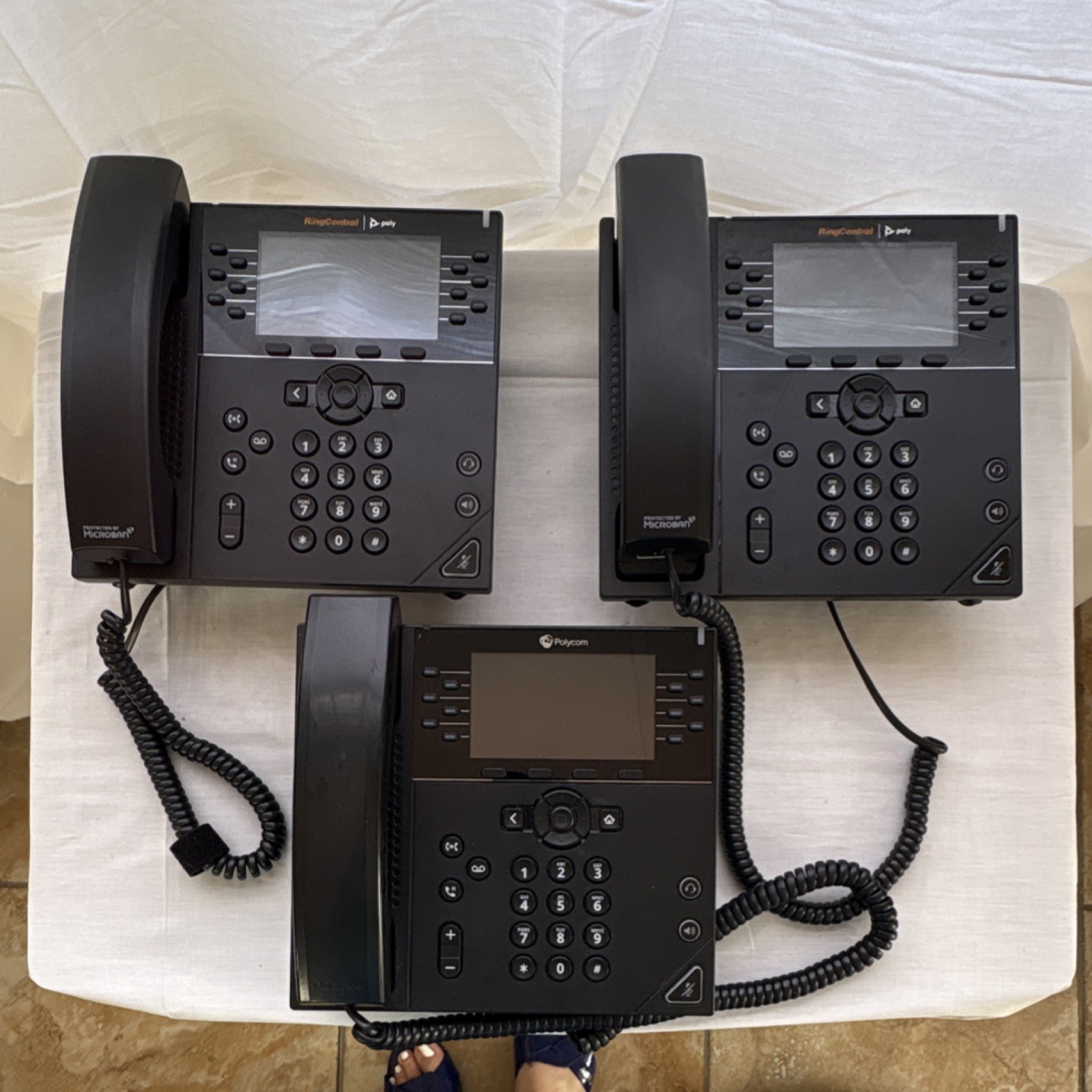 Polycom VVX 450 Lot of 3 IP Phones Speakerphone PoE Ethernet (RJ-45) Black