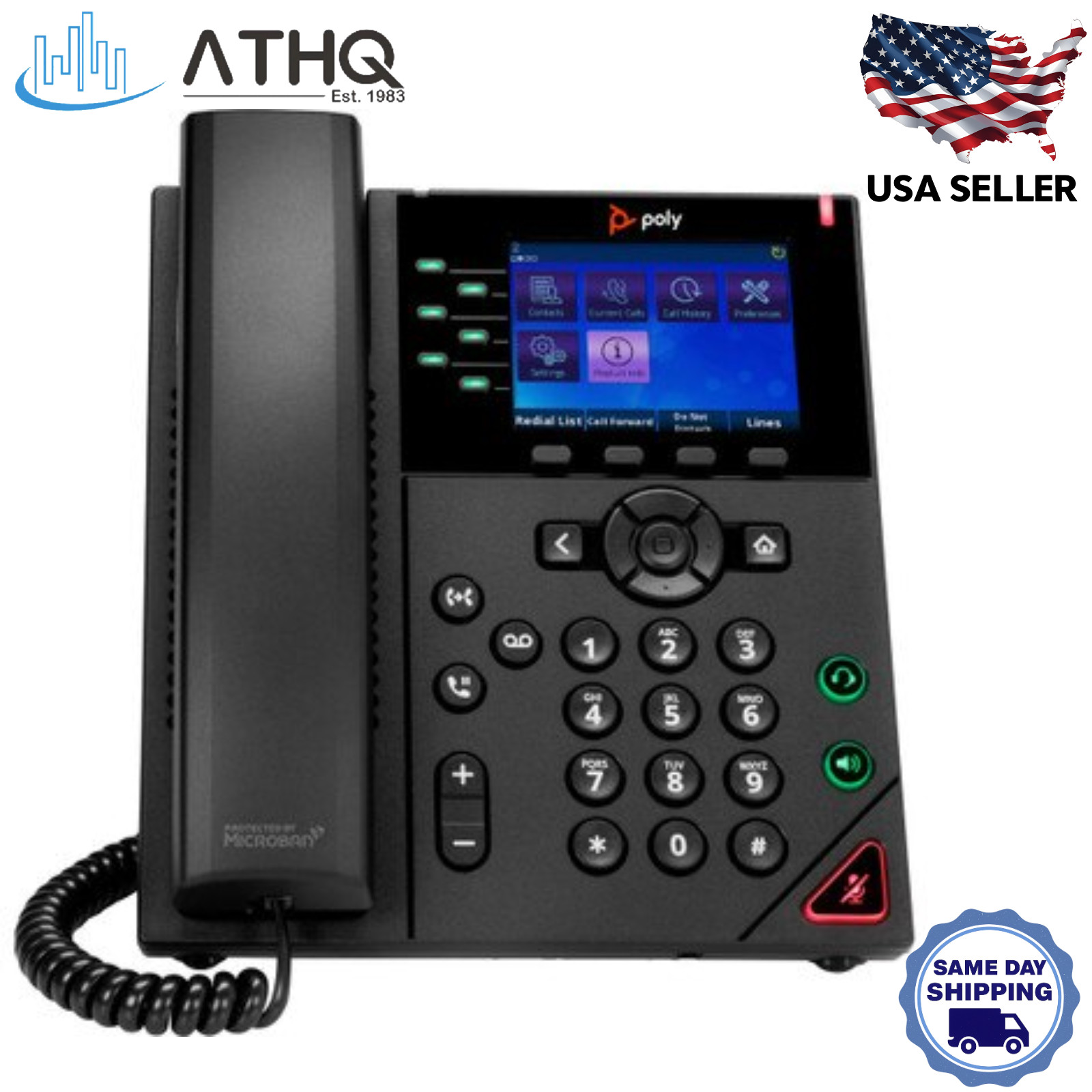Polycom VVX 250 IP Phone 4-Line Gigabit VoIP Desk Phone 89B62AA 2200-4882-025