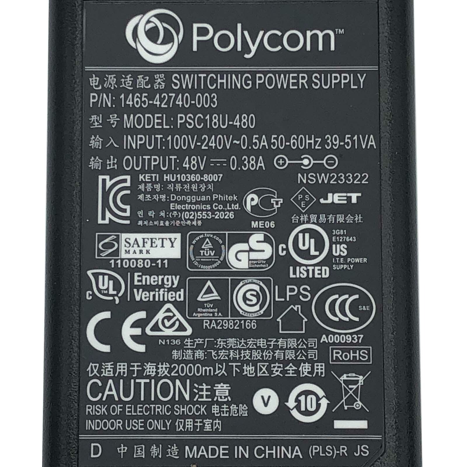 NEW Original Polycom AC Adapter 48V for Polycom VVX300 301 400 401 511 550 601