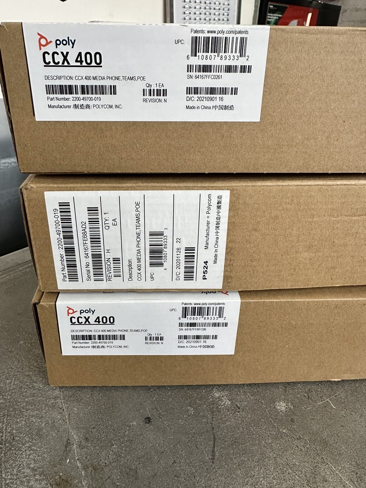 NEW Polycom CCX 400 2200-49700-019 CCX 400 Business Media Desk Phone Set of 3