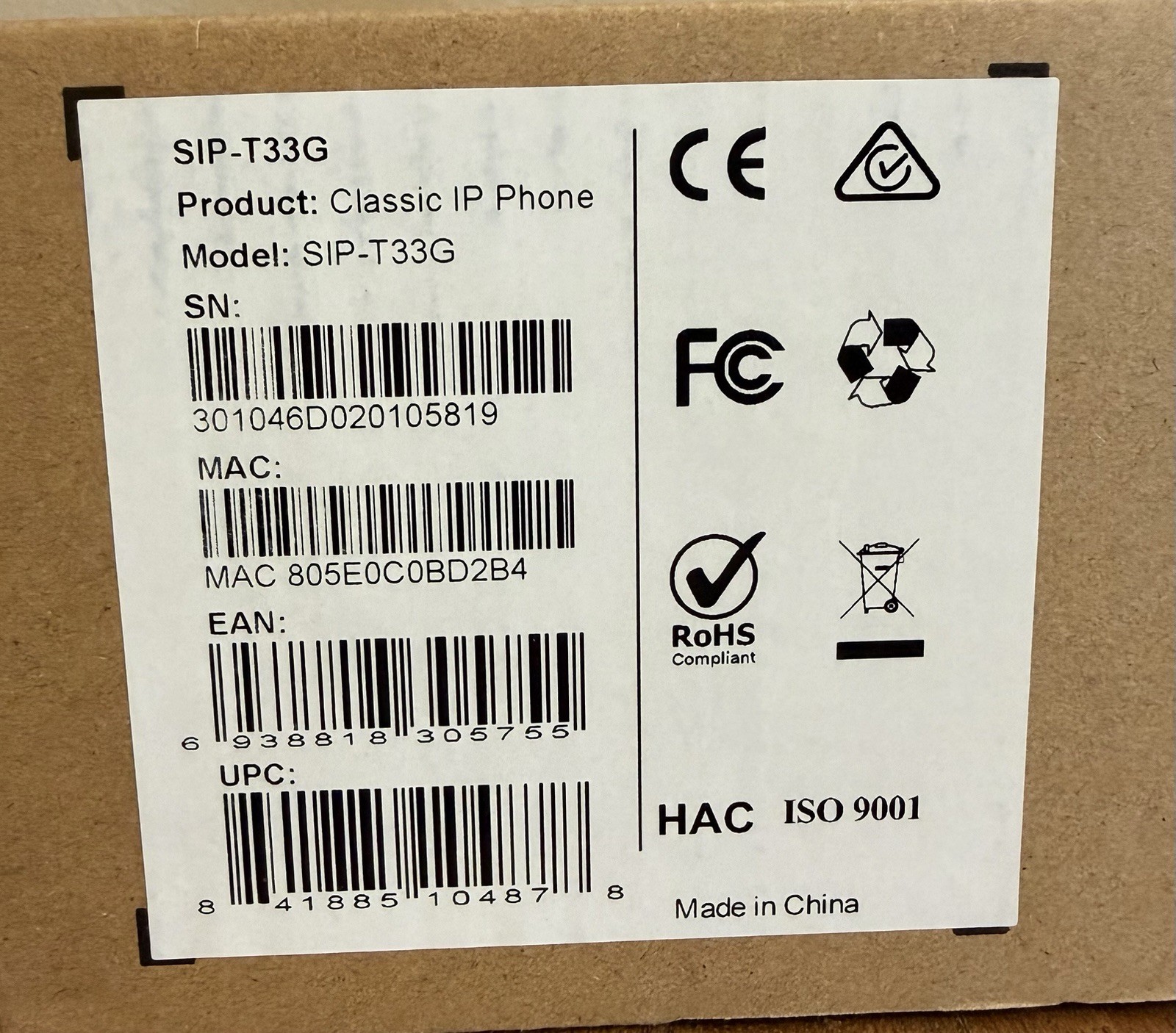 Yealink SIP-T33G 4-Line Color Display PoE IP Phone No AC Power Adapter