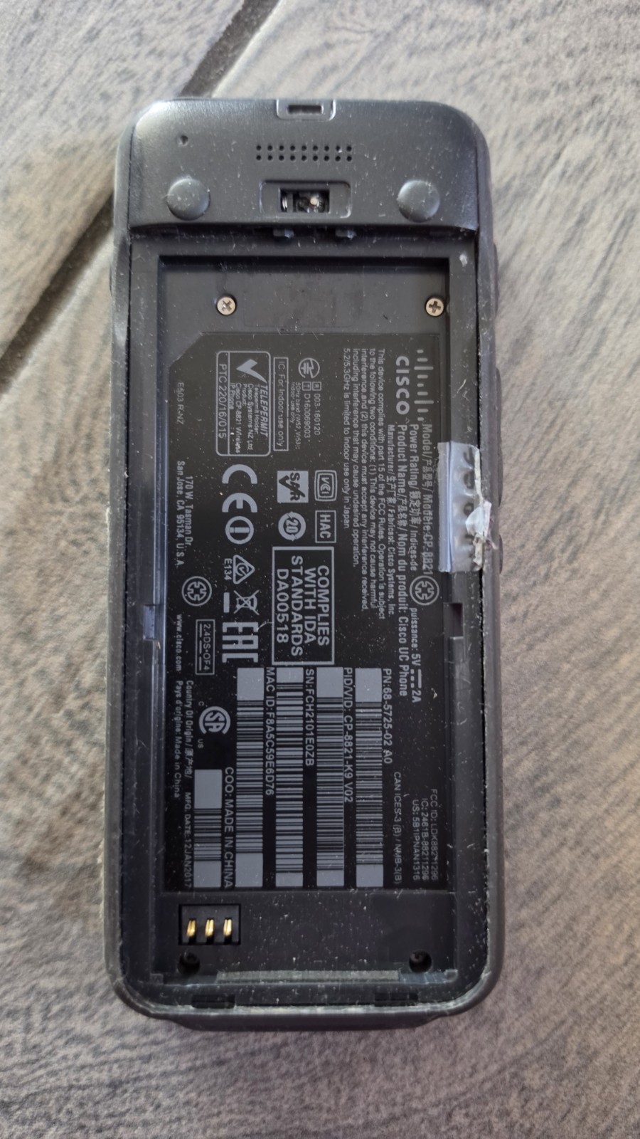 Cisco CP8821K9 Wireless IP Phone 8821 (For Parts)