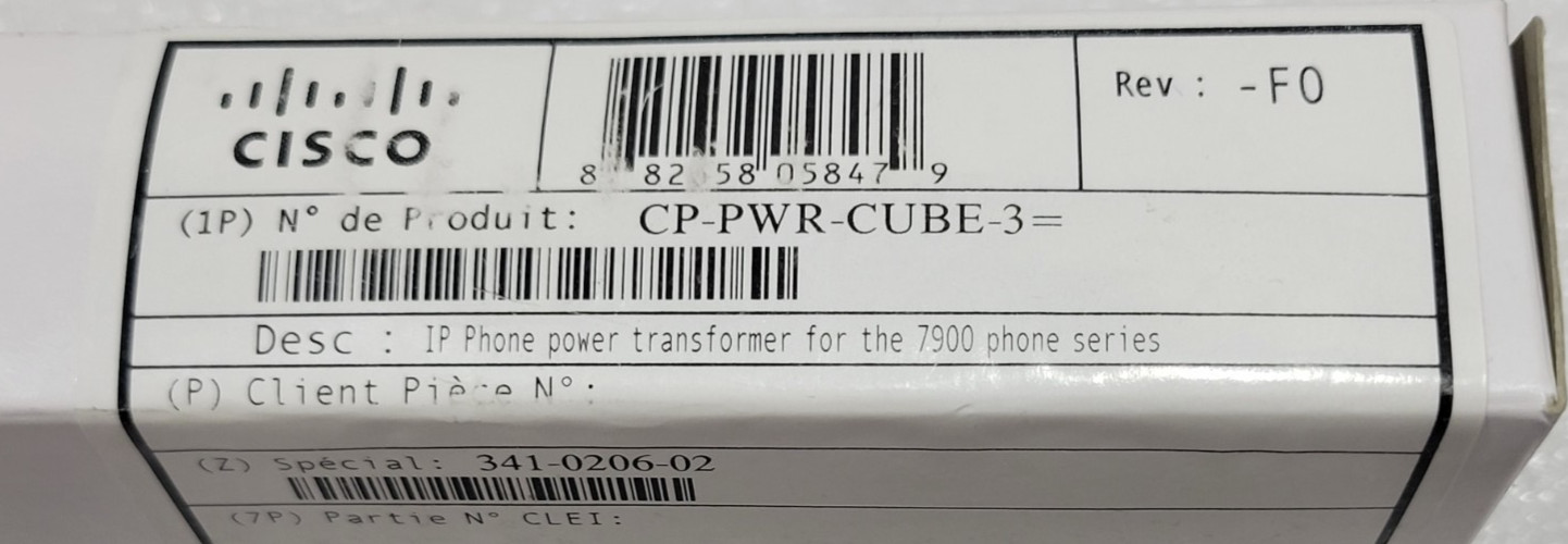 Cisco IP Phone power transformer for 7900 phone series CP-PWR-CUBE-3