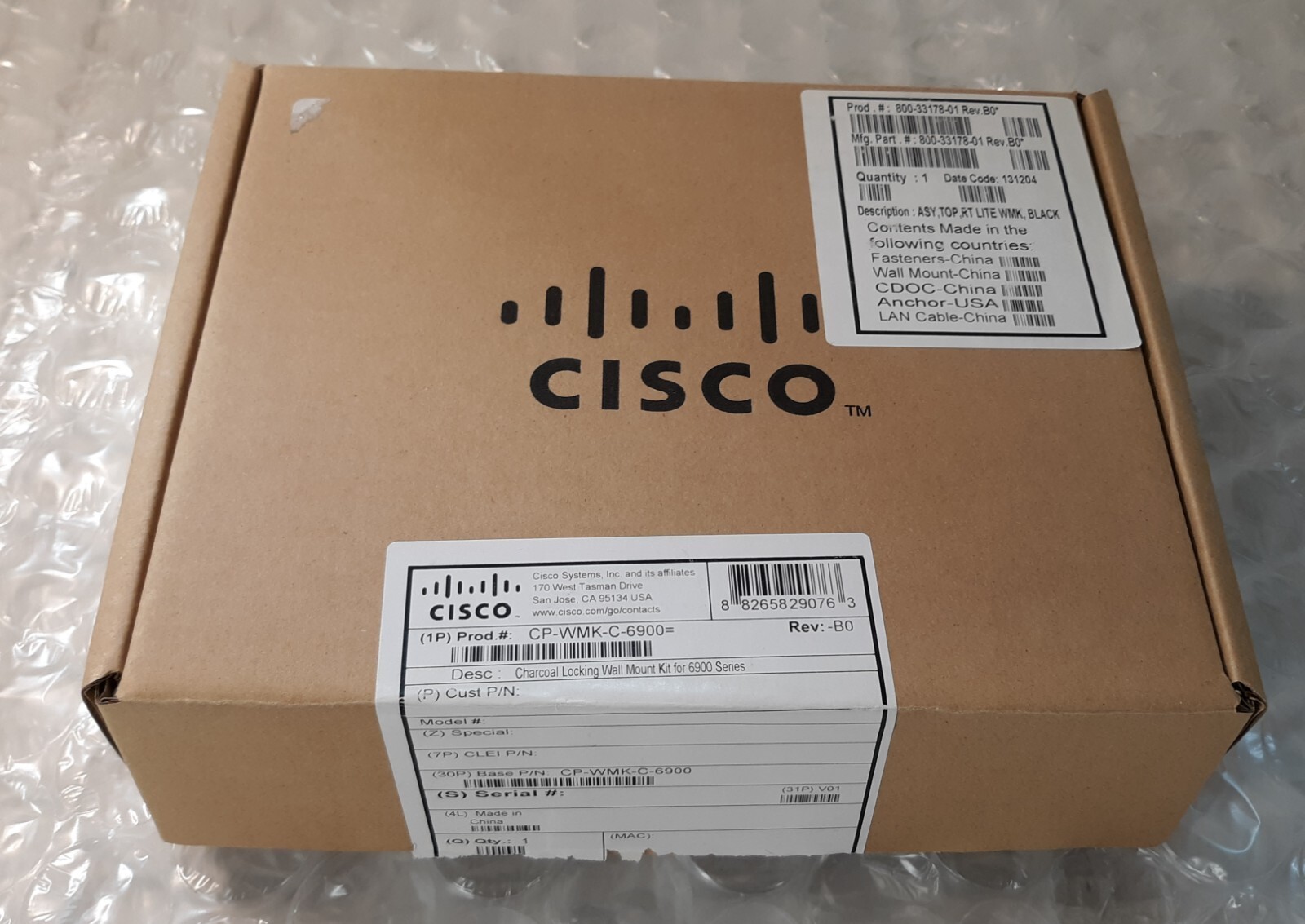 Cisco CP-WMK-C-6900 Charcoal Locking Wall Mount Kit For 6900 Open Box