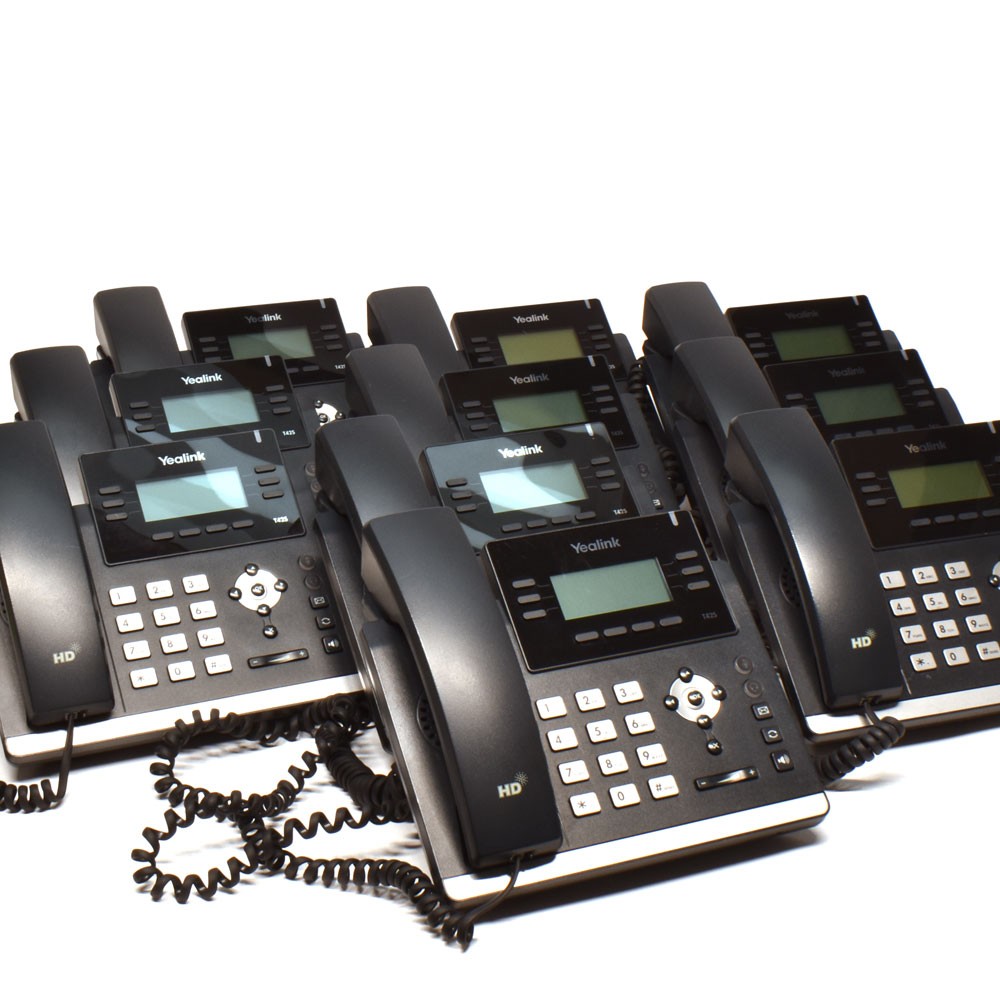 (Lot of 12) Yealink SIP-T42S VoIP Business Desk Telephone 12-Line PoE w/ Stands