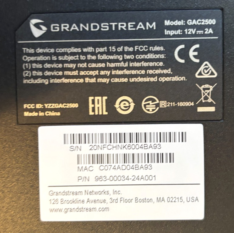 Grandstream GAC2500 Android Conference Phone – HD Audio, 6 Lines, Bluetooth, POE