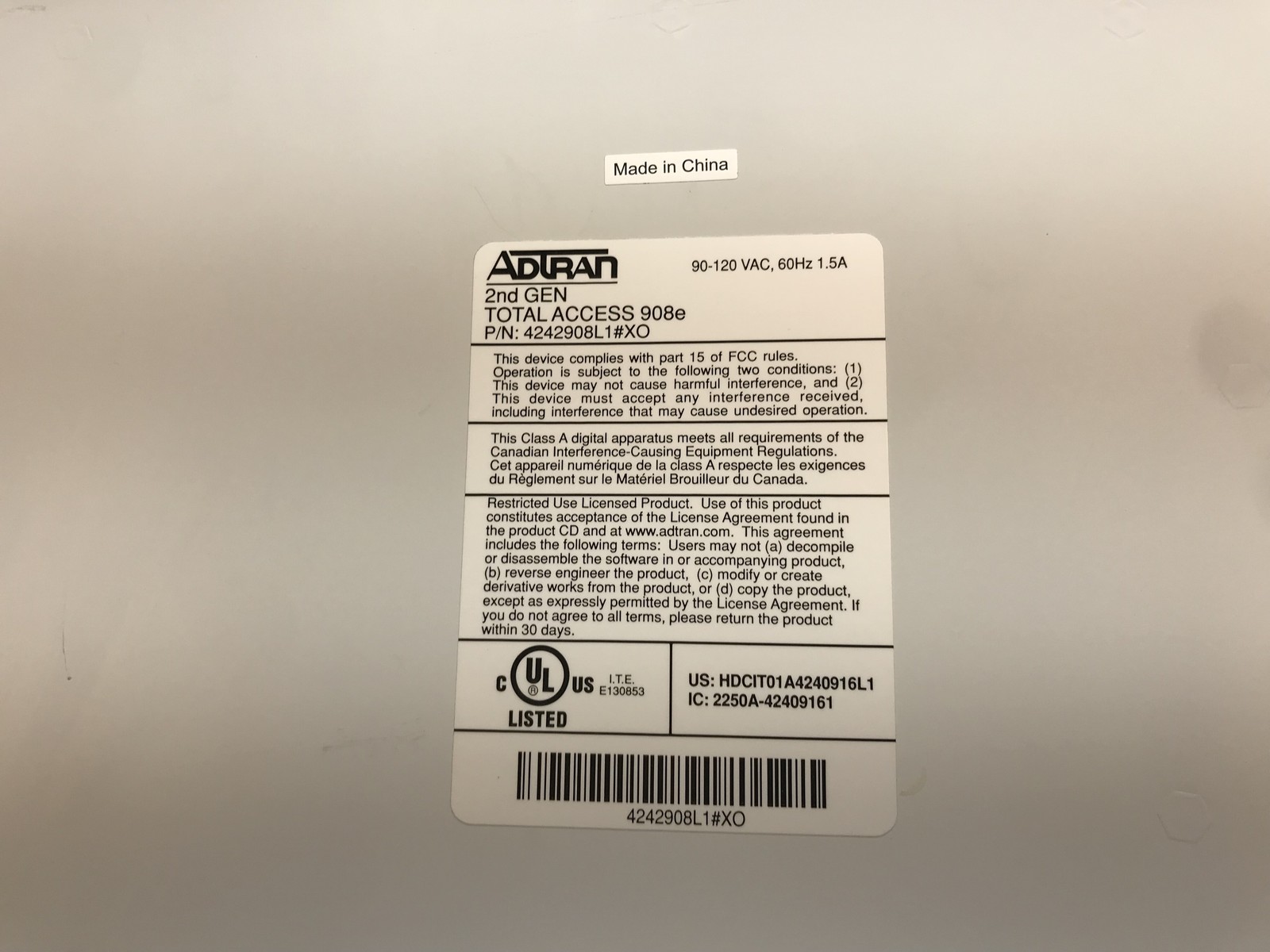 Adtran Total Access TA 908E 2nd Gen FXO 4242908L1#XO VOIP Gateway and Router